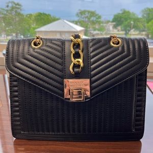 Badgley Mischka Black Vegan Leather Shoulder Bag